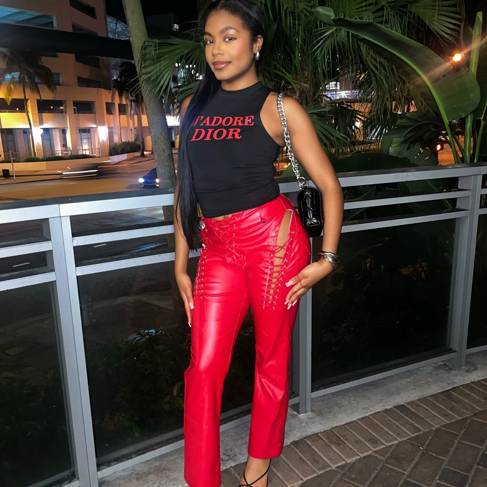 Red latex Pants